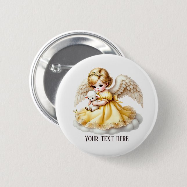 Badge Rond 5 Cm Joli petit ange ajouter du texte  (Devant & derrière)