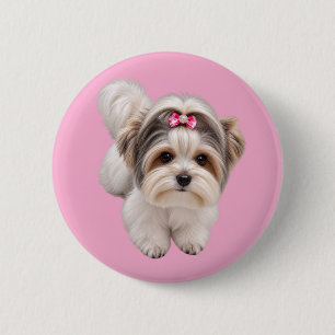 Badge Rond 5 Cm Joli petit chien chiot portrait rond pin bouton