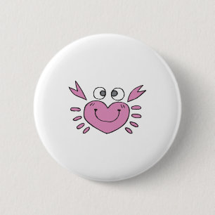 Badge Rond 5 Cm joli petit crabe coeur