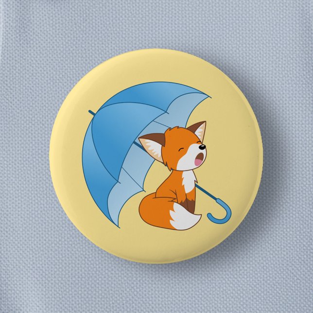 Badge Rond 5 Cm Joli Petit Renard dormant sous parapluie (Créateur téléchargé)