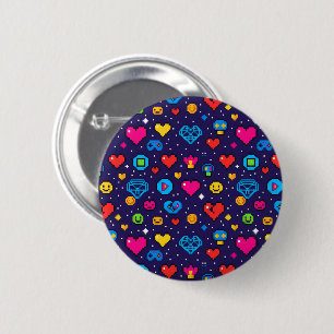Badge Rond 5 Cm Joli pin émaillé de jeu rétro en pixel 8 bits