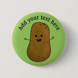 Badge Rond 5 Cm Joli pomme de terre heureux, personnalisé sur fond
