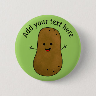 Badge Rond 5 Cm Joli pomme de terre heureux, personnalisé sur fond