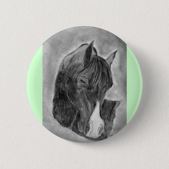 Badge Rond 5 Cm Joli portrait de cheval (Devant)