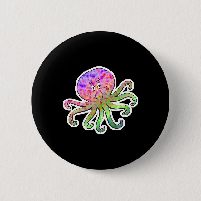 Badge Rond 5 Cm joli poulpe tie-dyed (Devant)