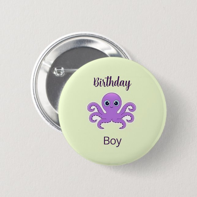 Badge Rond 5 Cm Joli poulpe violet vert (Devant & derrière)