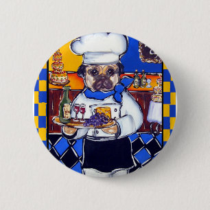 Badge Rond 5 Cm Joli Pug Chef