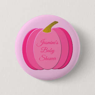 Badge Rond 5 Cm Joli rose bébé fille Citrouille Baby shower person
