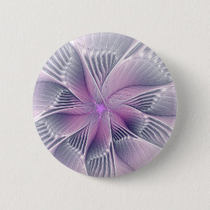 Badge Rond 5 Cm Joli rose Fleur Moderne Abstrait Fractal Art