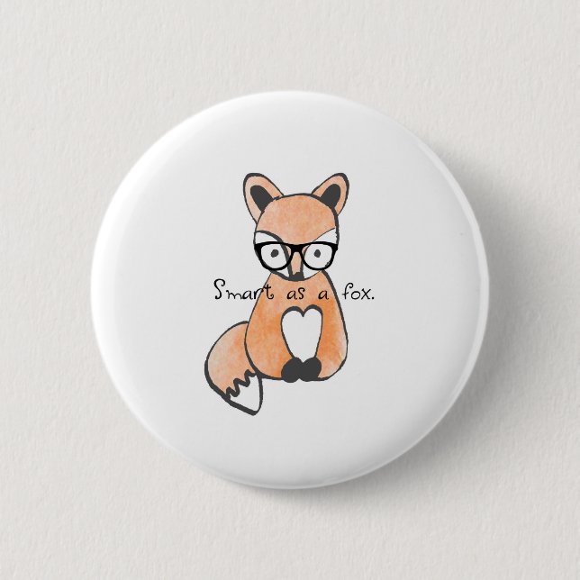 Badge Rond 5 Cm Joli Smart Fox (Devant)