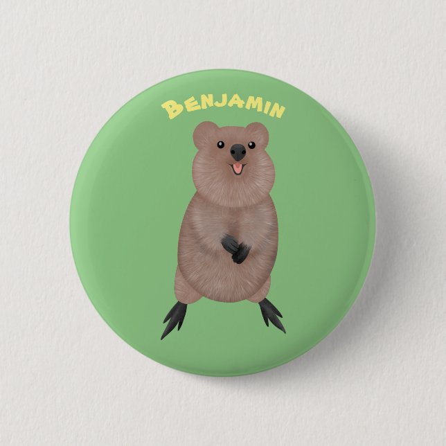 Badge Rond 5 Cm Joli sourire mignon dessin animé quokka (Devant)