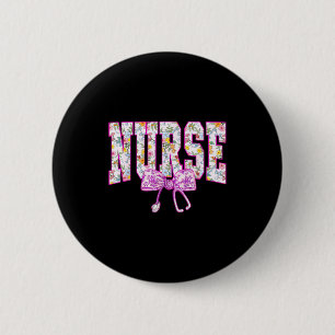 Badge Rond 5 Cm Joli stéthoscope infirmière Nk florale Coquette Nu