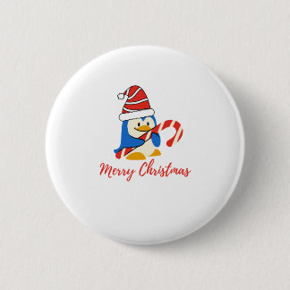 Badge Rond 5 Cm Joli Sucre de canne de pingouin de Noël