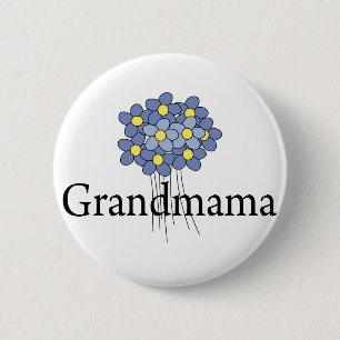 Badge Rond 5 Cm Joli T-shirt Fleur Bleue Grand-mère
