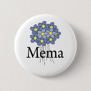 Badge Rond 5 Cm Joli T-shirt Fleur Bleue MeMa
