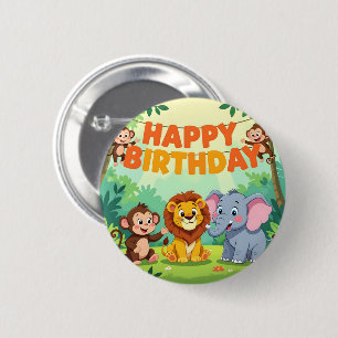 Badge Rond 5 Cm Joli thème d'anniversaire safari