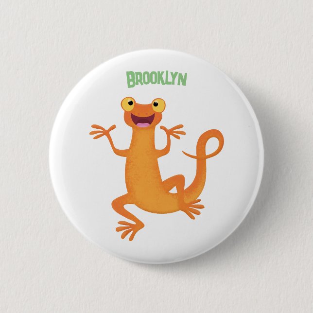 Badge Rond 5 Cm Joli triton orangé joyeux (Devant)