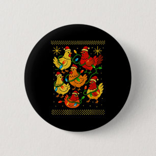 Badge Rond 5 Cm Joli vilain poulet de Noël Hen Shirt drôle de Noël