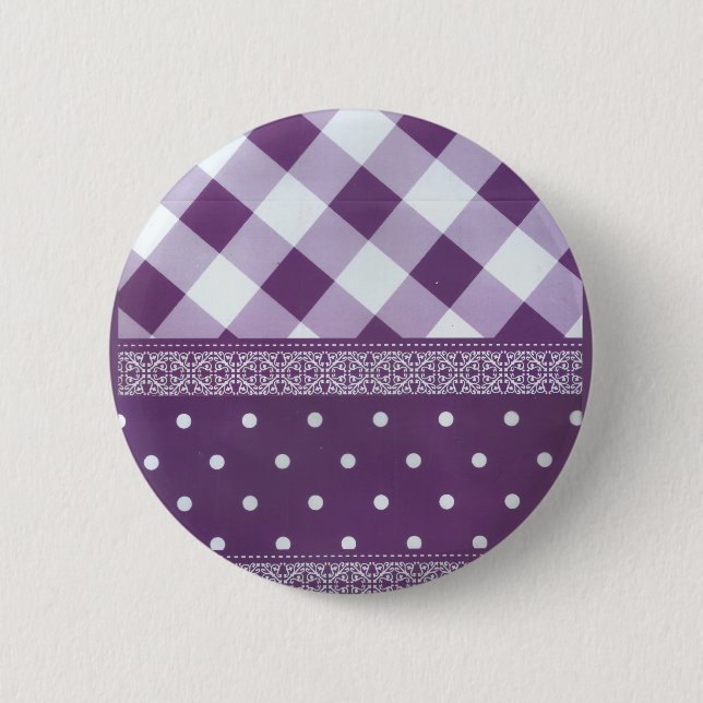Badge Rond 5 Cm Joli violet à damiers Damask Motif sans joint (Devant)