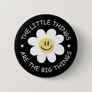 Badge Rond 5 Cm joli visage de fleur avec citation motivante