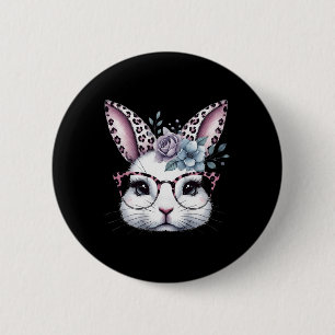 Badge Rond 5 Cm Joli visage de lapin de Pâques pour filles Joyeuse