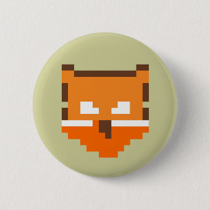 Badge Rond 5 Cm Joli visage de renard pixélisé