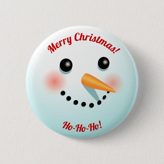 Badge Rond 5 Cm Joli Visage Snowman Avec Nez De Carotte (Devant)