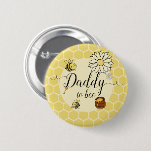 Badge Rond 5 Cm Jolie abeille avec papa abeille à venir bouton mie