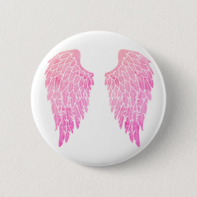 Badge Rond 5 Cm Jolie ailes d'ange rose (Devant)