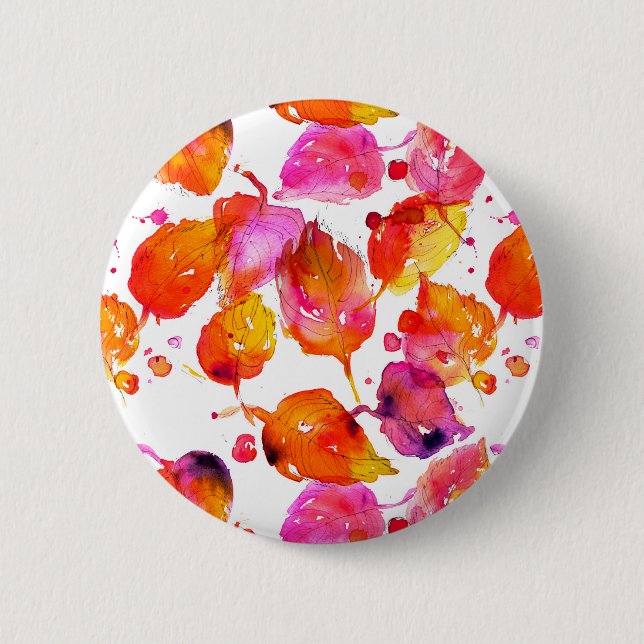 Badge Rond 5 Cm Jolie aquarelle feuilles d'automne motif (Devant)