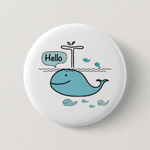 Badge Rond 5 Cm jolie baleine, dis bonjour sur la mer