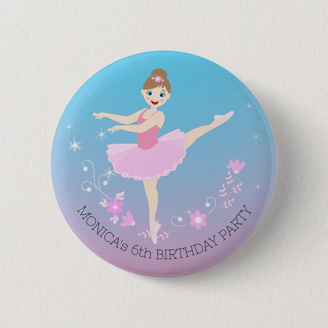 Badge Rond 5 Cm Jolie Ballerina fille fête d'anniversaire (Devant)