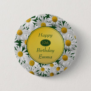 Badge Rond 5 Cm Jolie Bright Daisy N'Importe Quel Âge Anniversaire