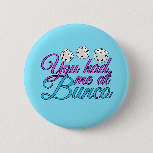 Badge Rond 5 Cm Jolie Bunco Jeu Nuit Pink Blue Dice (Devant)