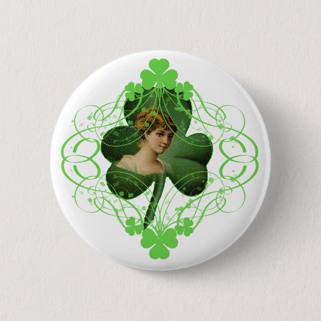 Badge Rond 5 Cm Jolie dame irlandaise (Devant)