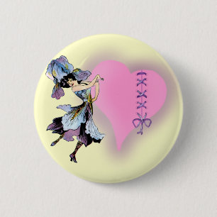 Badge Rond 5 Cm Jolie fée de coeur Vintage - customisez-la