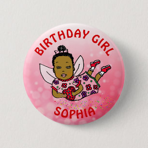 Badge Rond 5 Cm Jolie Fée Personnalisée Fille Anniversaire