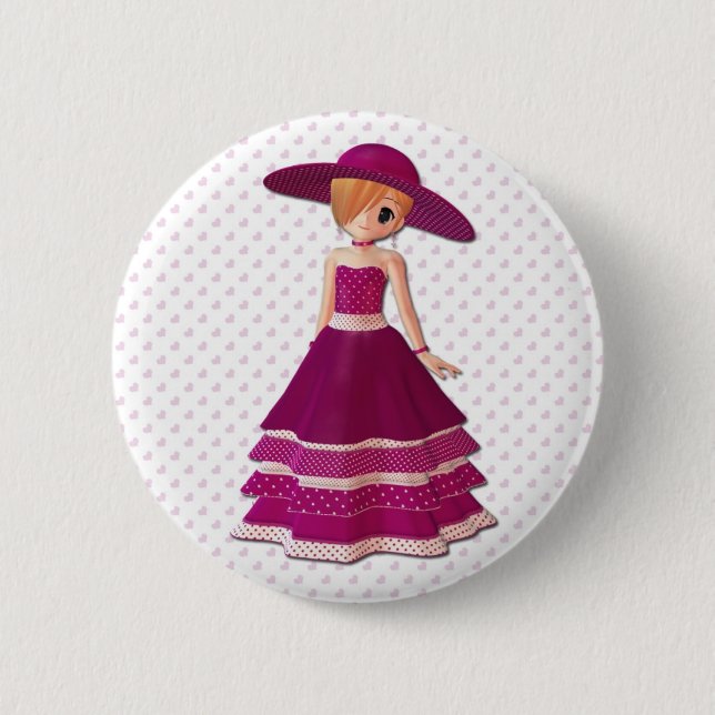 Badge Rond 5 Cm Jolie fille (Devant)