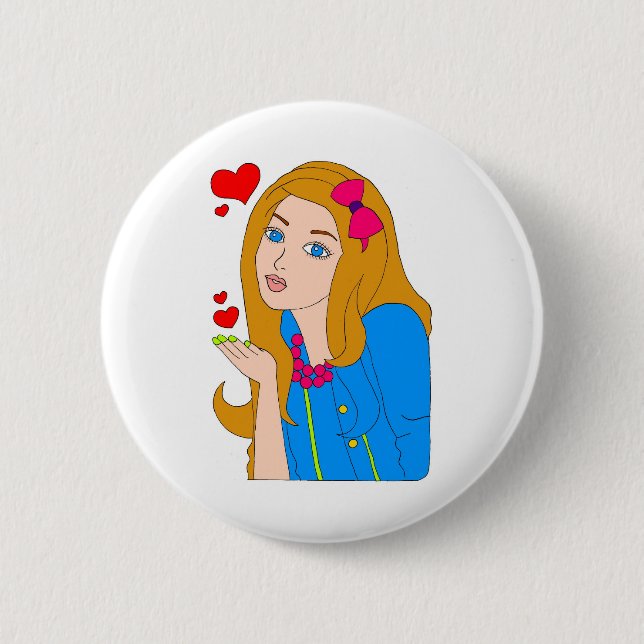Badge Rond 5 Cm Jolie fille (Devant)
