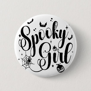 Badge Rond 5 Cm Jolie Fille Époumonable Halloween Citrouille Fantô