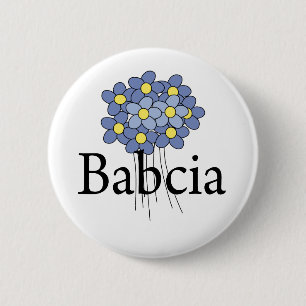 Badge Rond 5 Cm Jolie fleur bleue T-shirt de Babcia