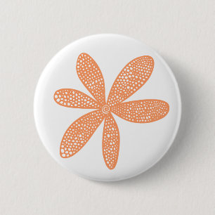 Badge Rond 5 Cm Jolie fleur - Pêcher sur blanc