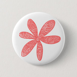 Badge Rond 5 Cm Jolie fleur - rose tropicale sur blanc