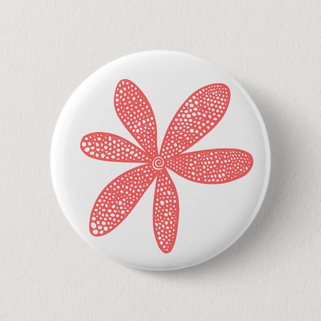 Badge Rond 5 Cm Jolie fleur - rose tropicale sur blanc (Devant)