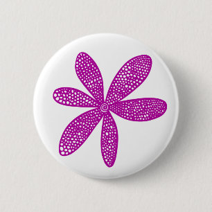 Badge Rond 5 Cm Jolie fleur - Violet profond sur blanc