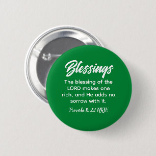 Badge Rond 5 Cm Jolie foi chrétienne verte Bénédiction Bible Verse