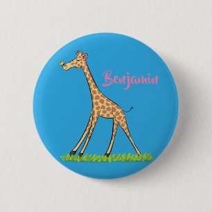 Badge Rond 5 Cm Jolie girafe avec dessin animé de papillon