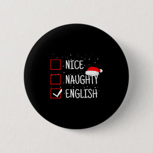 Badge Rond 5 Cm Jolie liste de vérification de Noël anglais vilain