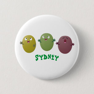 Badge Rond 5 Cm Jolie olives joyeux chantant dessin animé