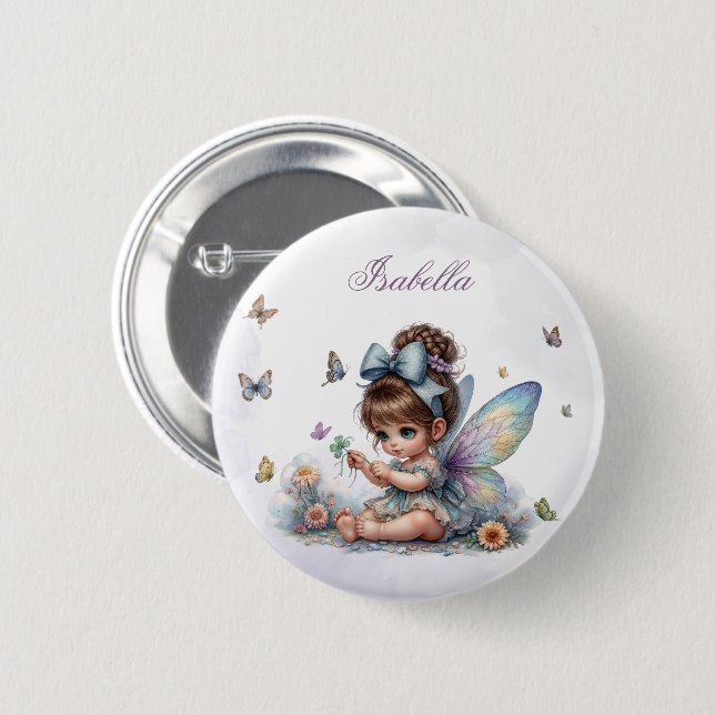 Badge Rond 5 Cm Jolie petite fée (Devant & derrière)